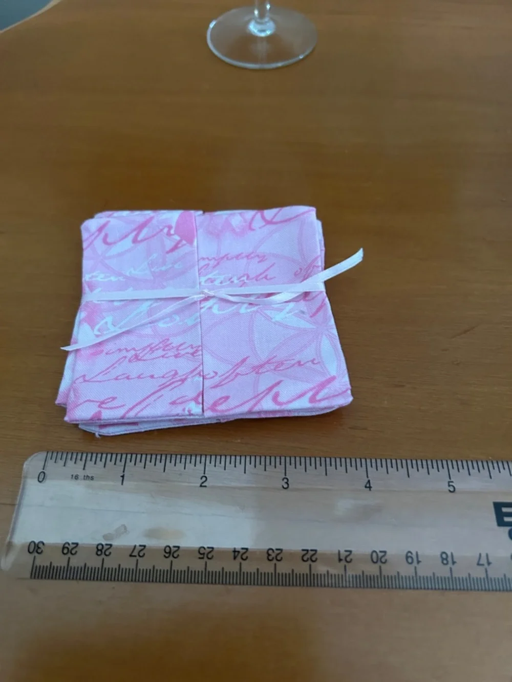 Pink Fabric Wine Glass Coasters